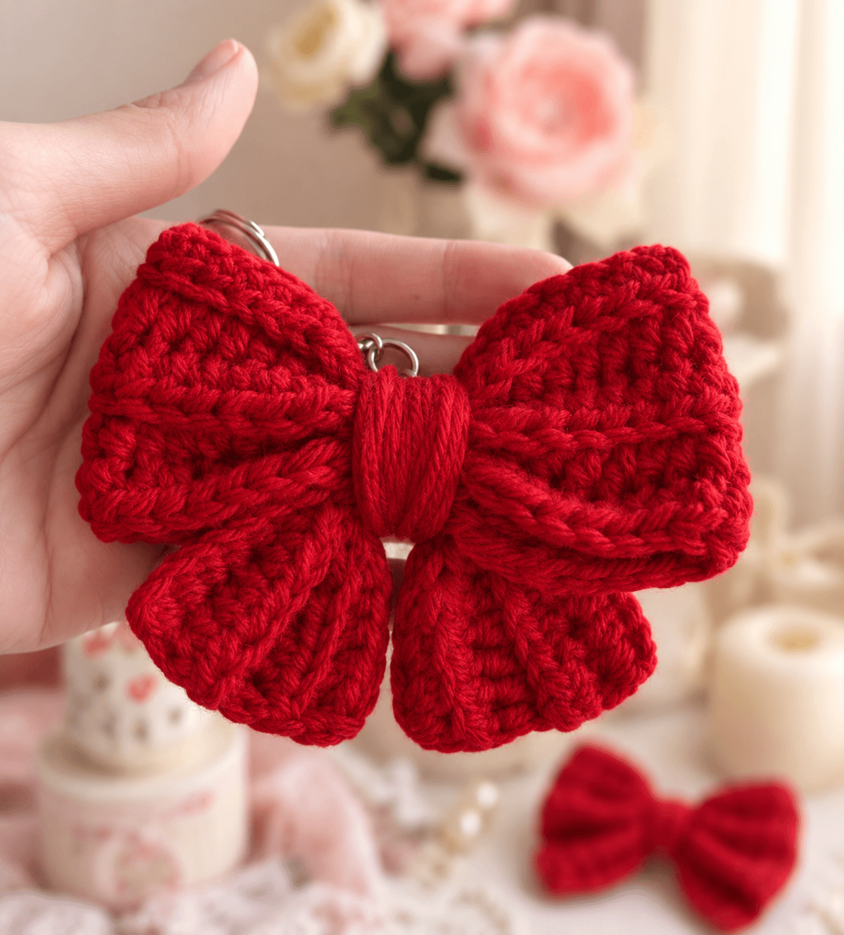 🎀 Handmade Crochet Bow Keychain
Add a cute and elegant touch to your everyday essentials with this view 3