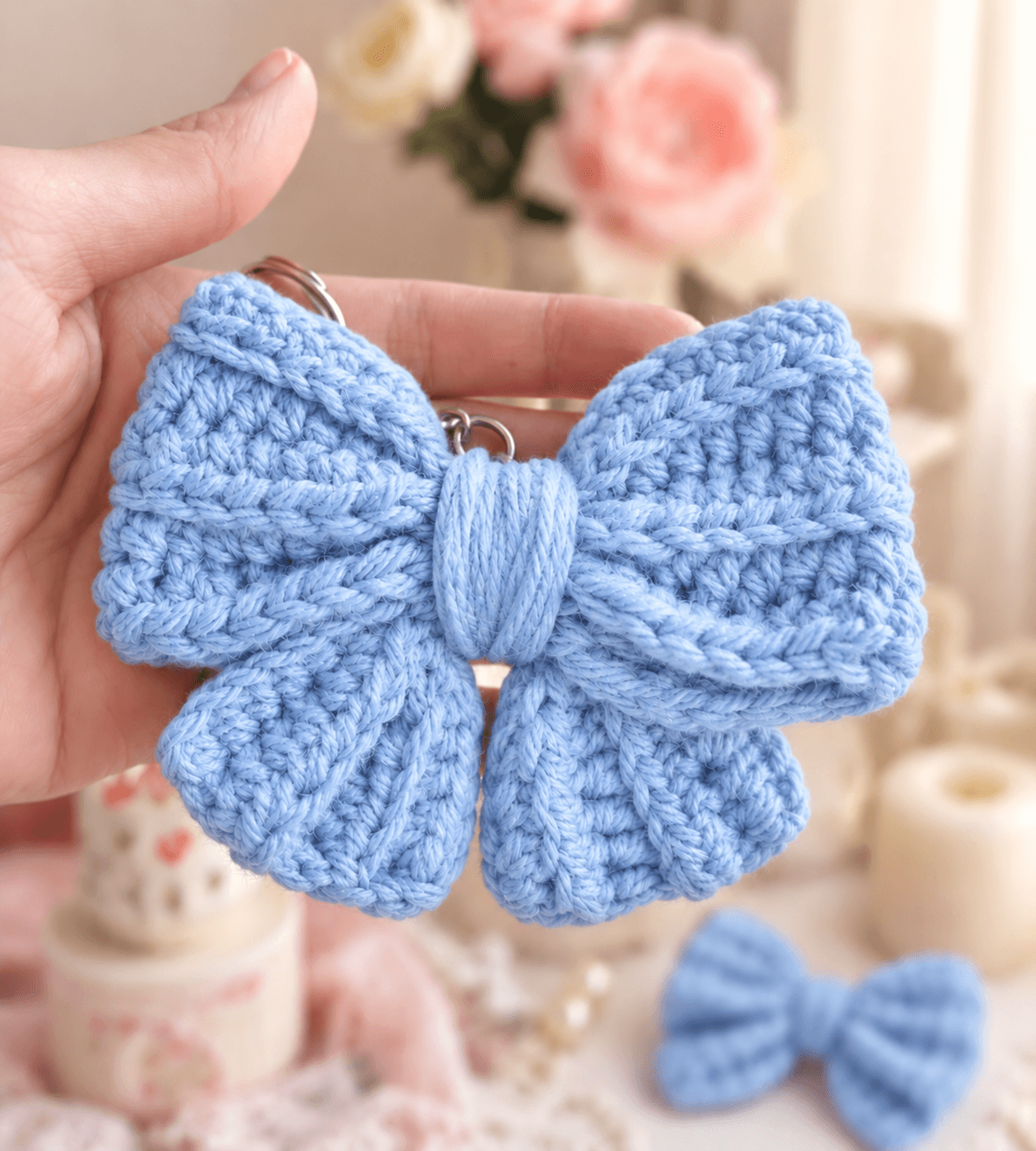 🎀 Handmade Crochet Bow Keychain
Add a cute and elegant touch to your everyday essentials with this view 4