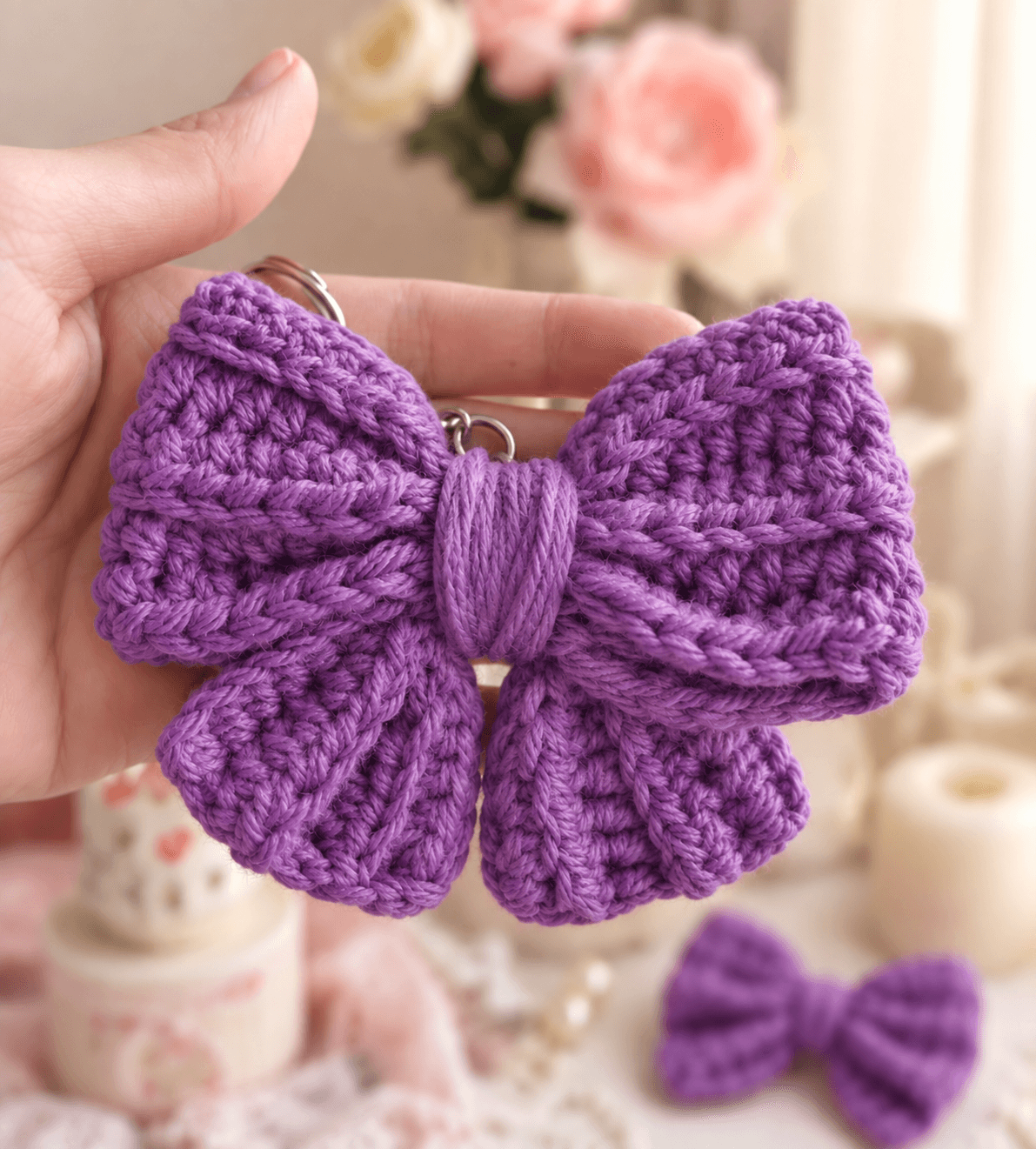 🎀 Handmade Crochet Bow Keychain
Add a cute and elegant touch to your everyday essentials with this view 6